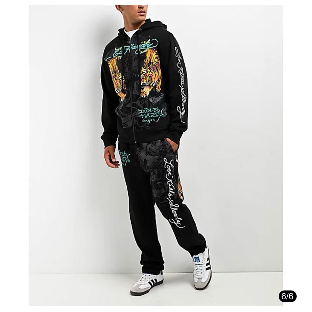 Ed Hardy Crawling Tiger Black Sweatpants men’s size XL